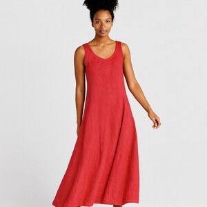 Gaiam Woman's XS Sleeveless Maxi Dress Lagenlook Coral Pink Linen Vacation Dress